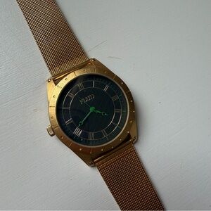 FLUD Green Face Big Ben Gold Mesh Strap Men’s Wrist Watch NEEDS BATTERY